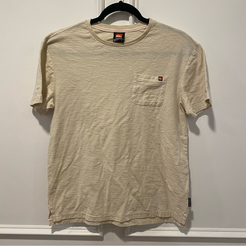 Quiksilver T-Shirt Men's Small‎ Tan Beige Heathered Pocket Tee Surf Skate